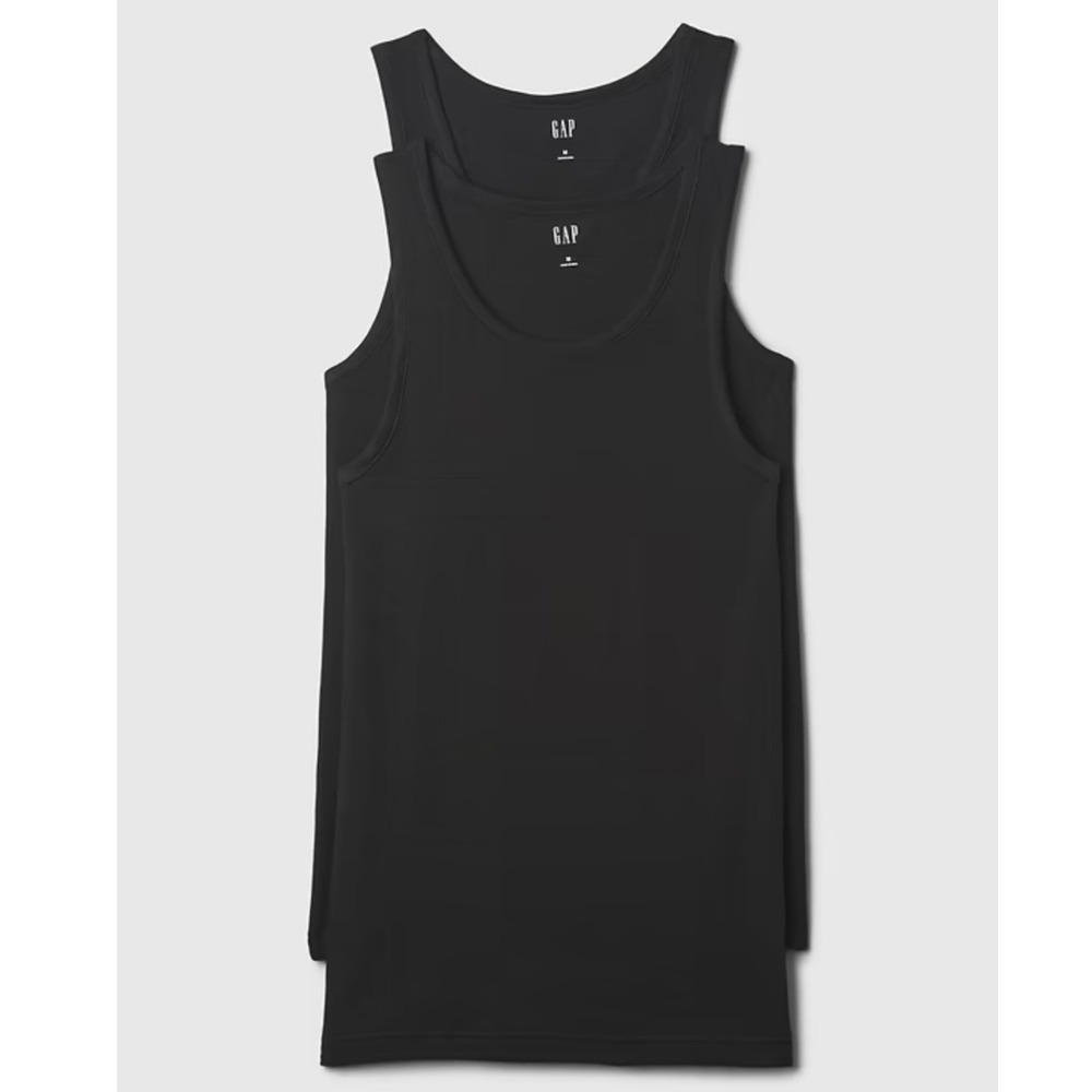 NEW GAP Mens Size XL Stretch Rib Tank 2-Pack Black‎ Sleeveless Undershirt
